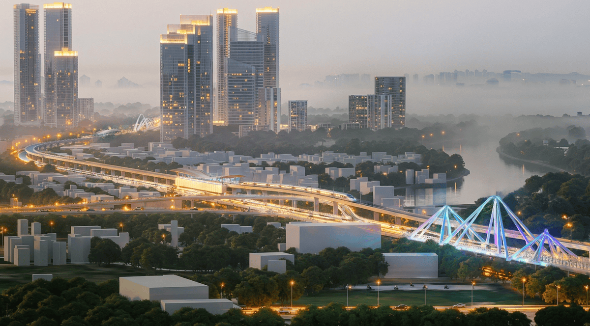 Theo quy hoạch, đường trục Bắc - Nam được nâng cấp trên nền đường Nguyễn Hữu Thọ hiện hữu, mở rộng lên 60 m. Giữa tuyến xây cầu cạn trên cao với 4 làn xe, tốc độ thiết kế 80 km/h; phía dưới là đường song hành, mỗi bên 3 làn, kèm vỉa hè. Quy mô này gấp khoảng ba lần hiện nay.